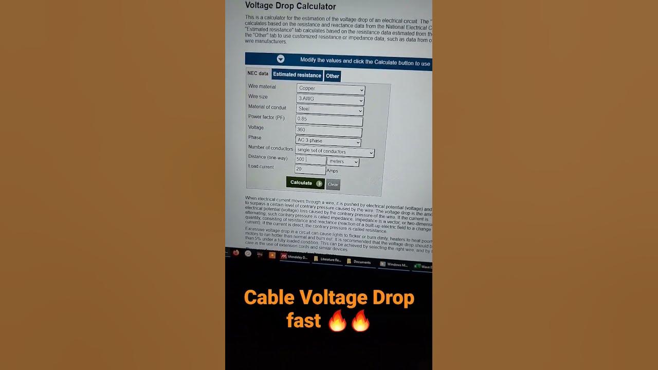 Voltage Drop Calculator ❤🔥 #shorts #electrical