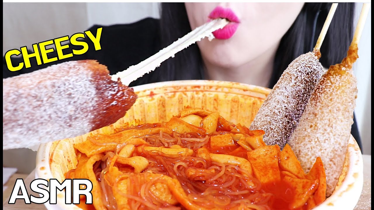 ASMR CHEESE KATSU *CRUNCHY* 치즈돈까스, 불닭소스 리얼사운드 먹방 ...