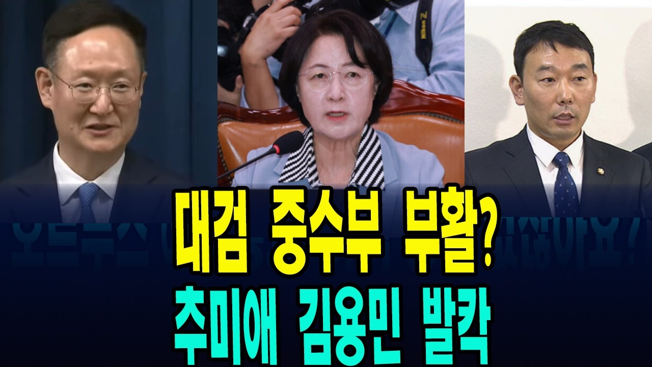 대검 중수부 부활? 추미애 김용민, 정부 중수청법 공소청법 '검찰개혁안'에 뿔 났다