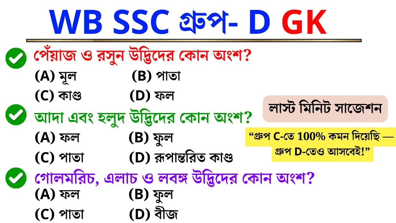 প্রশ্ন ফাঁস নয়! 100% কমন দিয়েছি — গ্রুপ C প্রমাণ, গ্রুপ D তেও ফাইনাল কমন 🔥