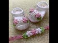 Sandália de crochê com flores "Puffy" 0-3 meses 9 cm