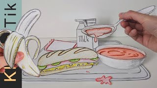 [ASMR]  Eating my drawn schoollunch! Caught &amp; got suspended.. Only ASMP sounds, No Talking