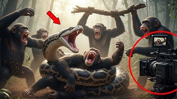 Epic Battle in the Jungle: Giant Female Chimpanzees vs Giant Python | 8K Cinematic Wildlife