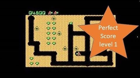 Digger DOS Game; DOS Digger Classic Game review;  PC game;  Level 1