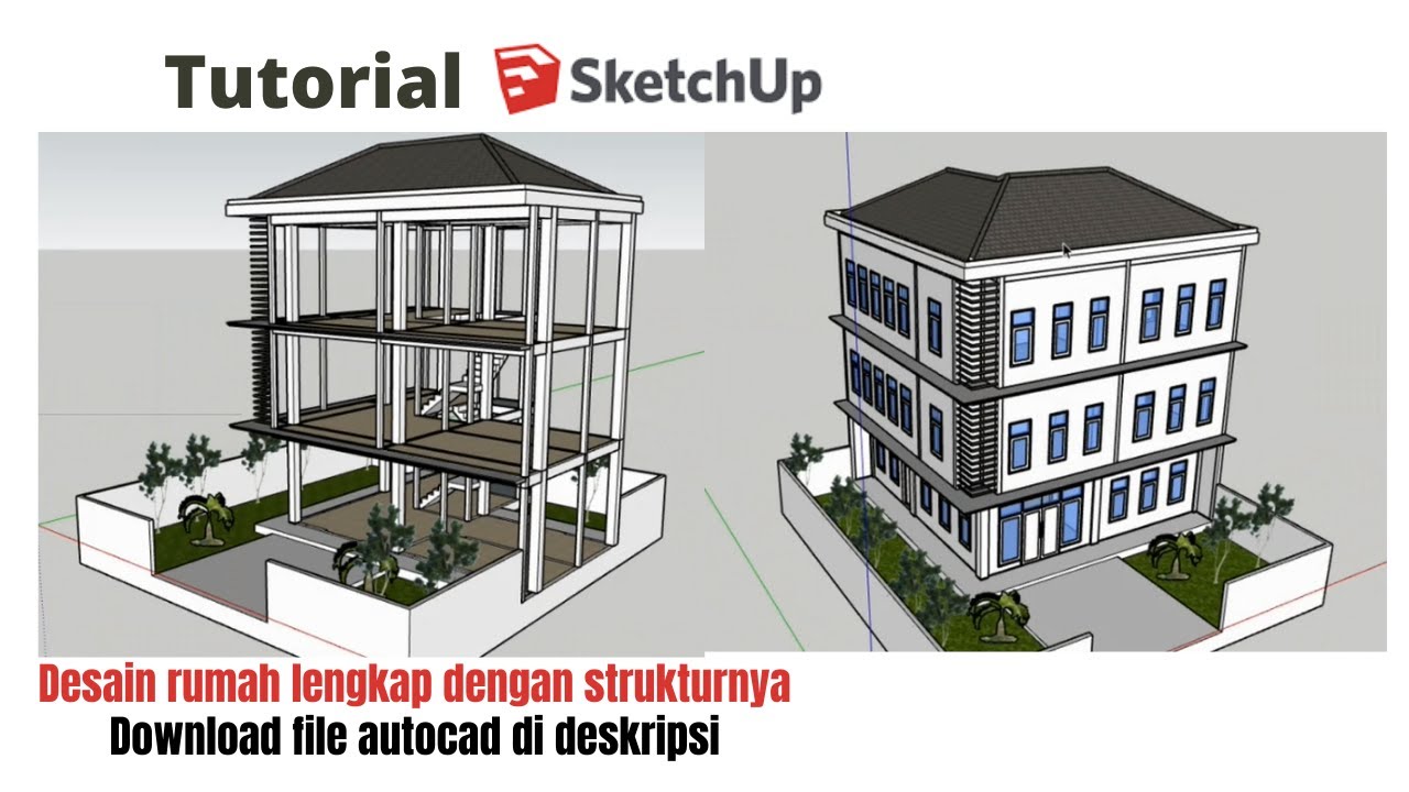 Tutorial Sketchup Tutorial Gambar Rumah 3 Lantai Lengkap Dengan Detail Kolom Balok Dan Plat Lantai YouTube