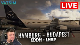 🔴 Live Stream: Lufthansa A320 Flight from EDDH to LHBP #msfs2020 #flightsimulator #vatsim