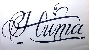 Huma Name Signature Calligraphy Status | How to Cursive write with cut Marker #huma @huma