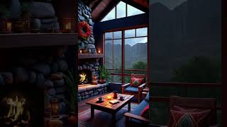 Fall asleep in minutes! Rain sounds and fireplace sounds, Native American home #Shorts #Short #ASMR