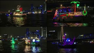 Boats decked out in holiday lights and gear were showcased tonight
along the st. john’s river.