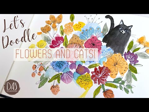 Cat in a Flowerbed Easy Watercolor Tutorial Inspired by Terry Runyans Book Painting Happiness