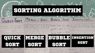 Insertion sort, Merge sort, Bubble sort, Quick sort || Data Structure || BCA WALA