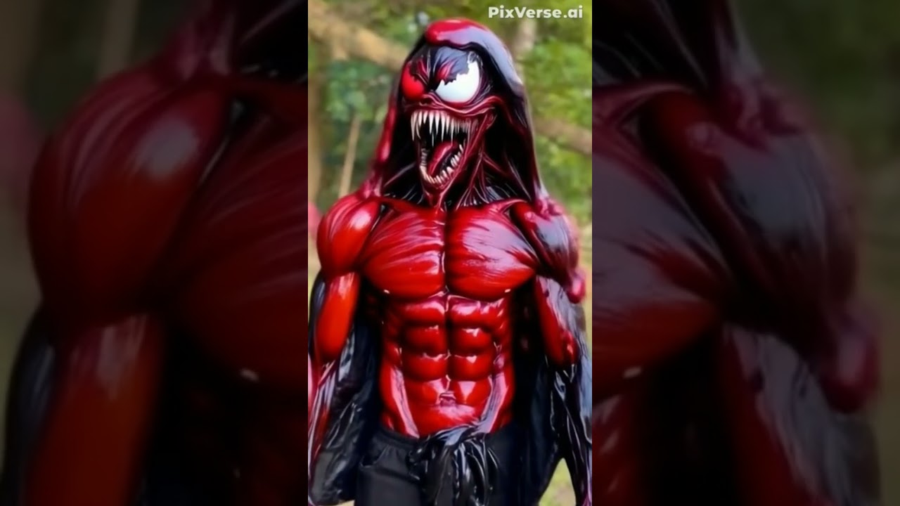 omor on fire transform into a red venom 