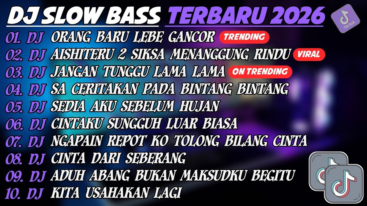 DJ SLOW BASS TERBARU 2026🎵DJ ORANG LEBE GANCOR🎵DJ AISHITERU 2 SIKSA MENANGGUNG RINDU🎵FULL ALBUM 