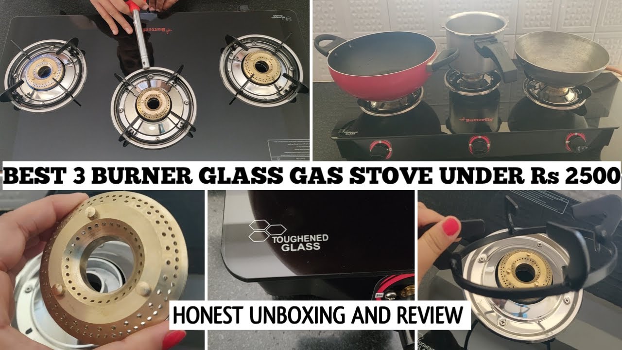 butterfly toughened glass gas stove