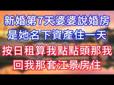 【完结】新婚第7天，婆婆說婚房是她名下資產，住一天按日租算，我點點頭：那我回我那套江景房住