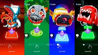 Bus Eater vs Car Eater vs Toilet Monster vs Thomas The Train exe | Tiles Hop EDM Rush!!