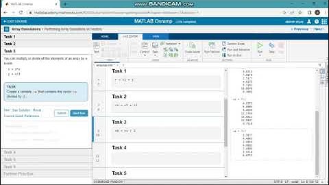Yapay Zeka, Matlab Onramp L6: dizilerde işlemler