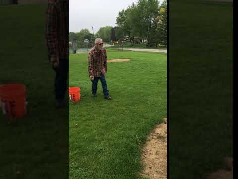 Grandpa Mike throwing the ball