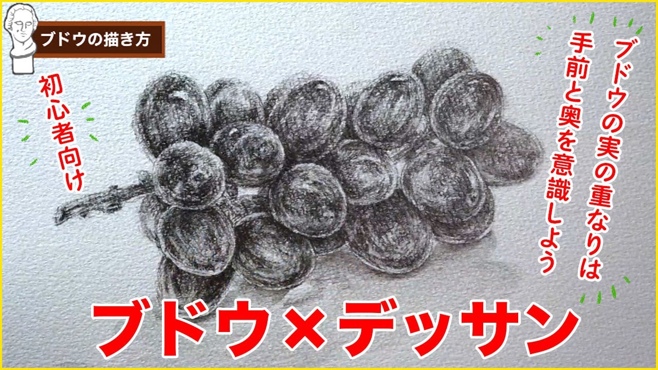 デッサン初心者向け】ブドウを描いてみよう！ 実をうまく描くには