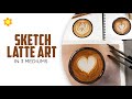 How to sketch latte foam art 3 mediums