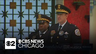 Chicago Police Officer Luis Huesca's supervisors deliver eulogy