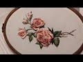 Embroidery: Silk roses |long and short stitches|Cast-on stitch