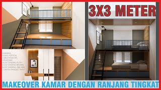 INSPIRASI DESAIN KAMAR 3X3 METER MINIMALIS MODERN RANJANG TINGKAT