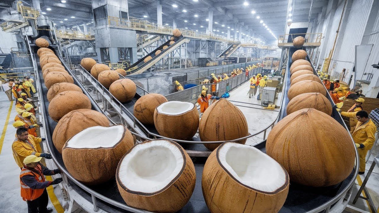 How Coconuts Are Processed in a Factory | Coconut Production, Harvesting & Packaging