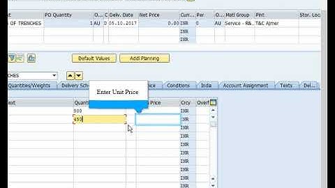 creating Service PO in SAP system ME21N
