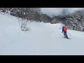 Peaceful skiing on a beautiful powder morning in japan