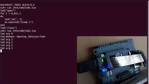 Running the Lua script, controlling LEDs.