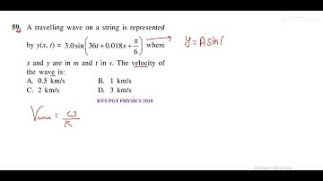 A travelling wave on a string is represented by y(x, t) = 3.0 sin  where x and y are in m and t in s