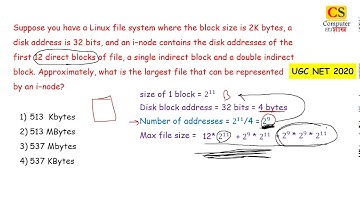 Find maximum file size in Linux File System Numerical SOLVED | UGC NET 2020