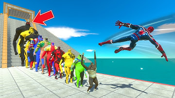 ALL SUPER-HEROES vs 10 LEVELS  of COLOSSAL TITAN🚨 | Arbs - Animal Revolt Battle Simulator 🔥🌊🦖