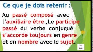 le passé composé avec l'auxiliaire être