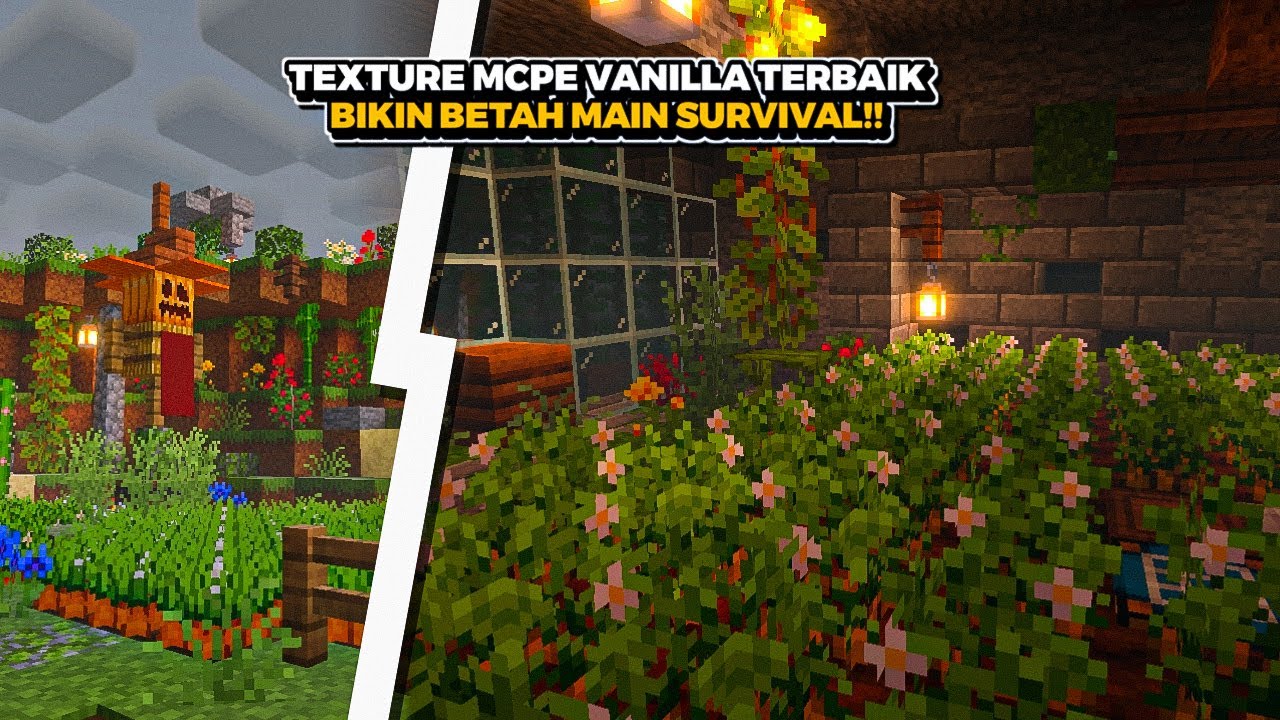 TEXTURE PACK BETTER VANILA MCPE TERBAIK UNTUK SURVIVAL - YouTube