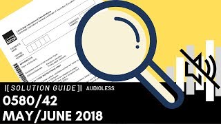 0580/42 May/June 2018 Marking Scheme (MS)