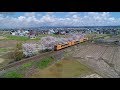 空撮　青森県 津軽鉄道 桜　Aerial Shoot of Tsugaru Railway in Aomori, Japan