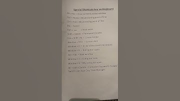 Computer shortcut keys on keyboard, shortcut keys, special shortcut keys