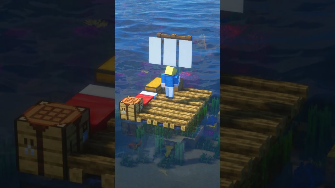 Survival Raft Starter Base in Minecraft⛵