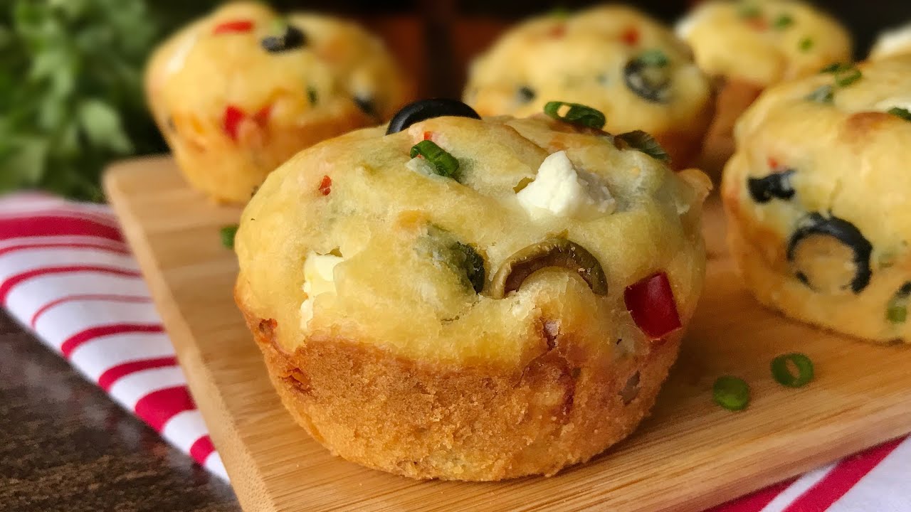 Savory Feta &amp; Olive Muffins | Em’s Kitchen - YouTube