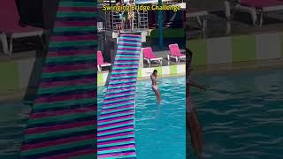 Who can pass the swing bridge challenge? Be sure to watch until the end#puenteextremo#aqualandia #vi