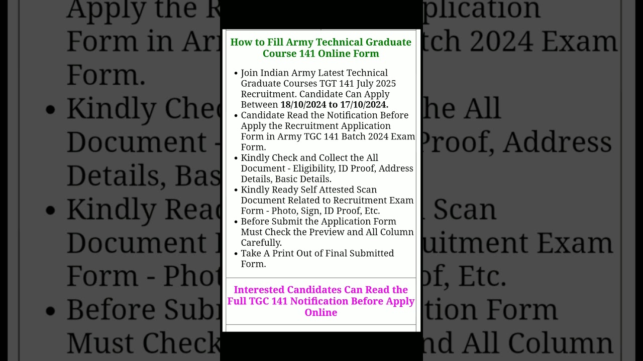 Army Technical Graduate Courses TGC 141 July 2025 Batch Apply Online Form