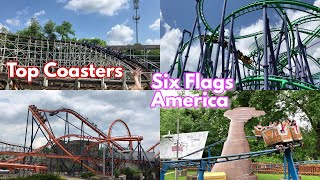 Top Roller Coasters @ Six Flags America | How Deep Was This Line Up?