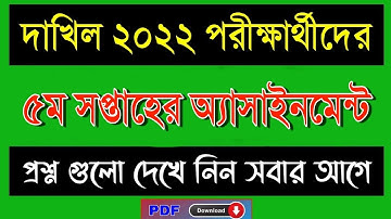 Dakhil 2022 5th week assignment  || PDF || দাখিল ২০২২ পরীক্ষার্থীদের ৫ম সপ্তাহের অ্যাসাইনমেন্ট