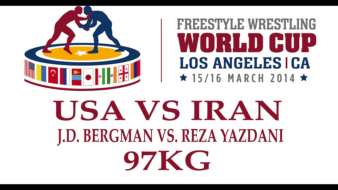 97kg JDBergman v Reza Yazdani   2014 Freestyle Wrestling World Cup   USA vs Iran