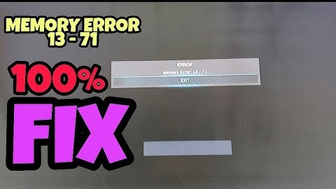 MEMORY ERROR 13-71 FIX **100% WORKING** | MODERN WARFARE