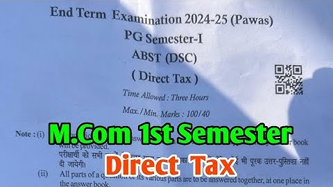 Direct Tax | प्रत्यक्ष कर | M.Com 1st Semester Exam 2025 ABST Paper Answer Key 2025 | ABST PDUSU