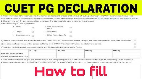 Cuet pg self declaration form 2023|cuet pg covid-19 self declaration form fill up|cuet pg admit card