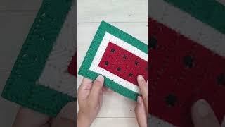 Watermelon Scotch Stitch Plastic Canvas Mug Rug | Yarn Crafts & Coffee